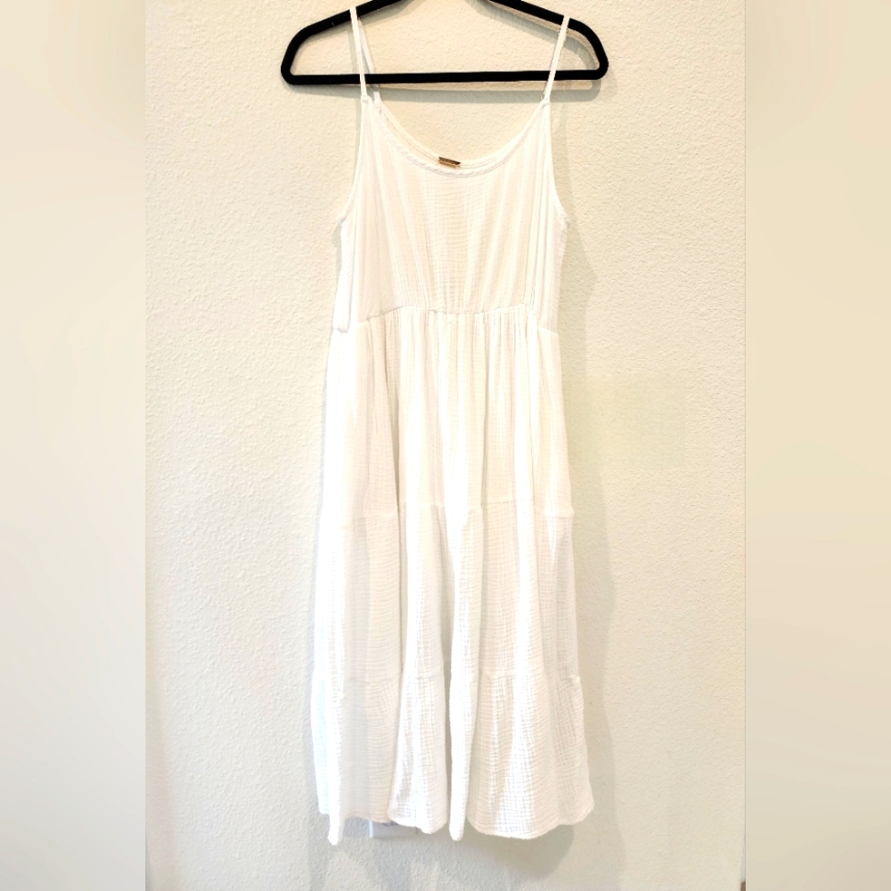 Magaschoni Womens White Spaghetti Strap Pullover Midi A-Line Dress